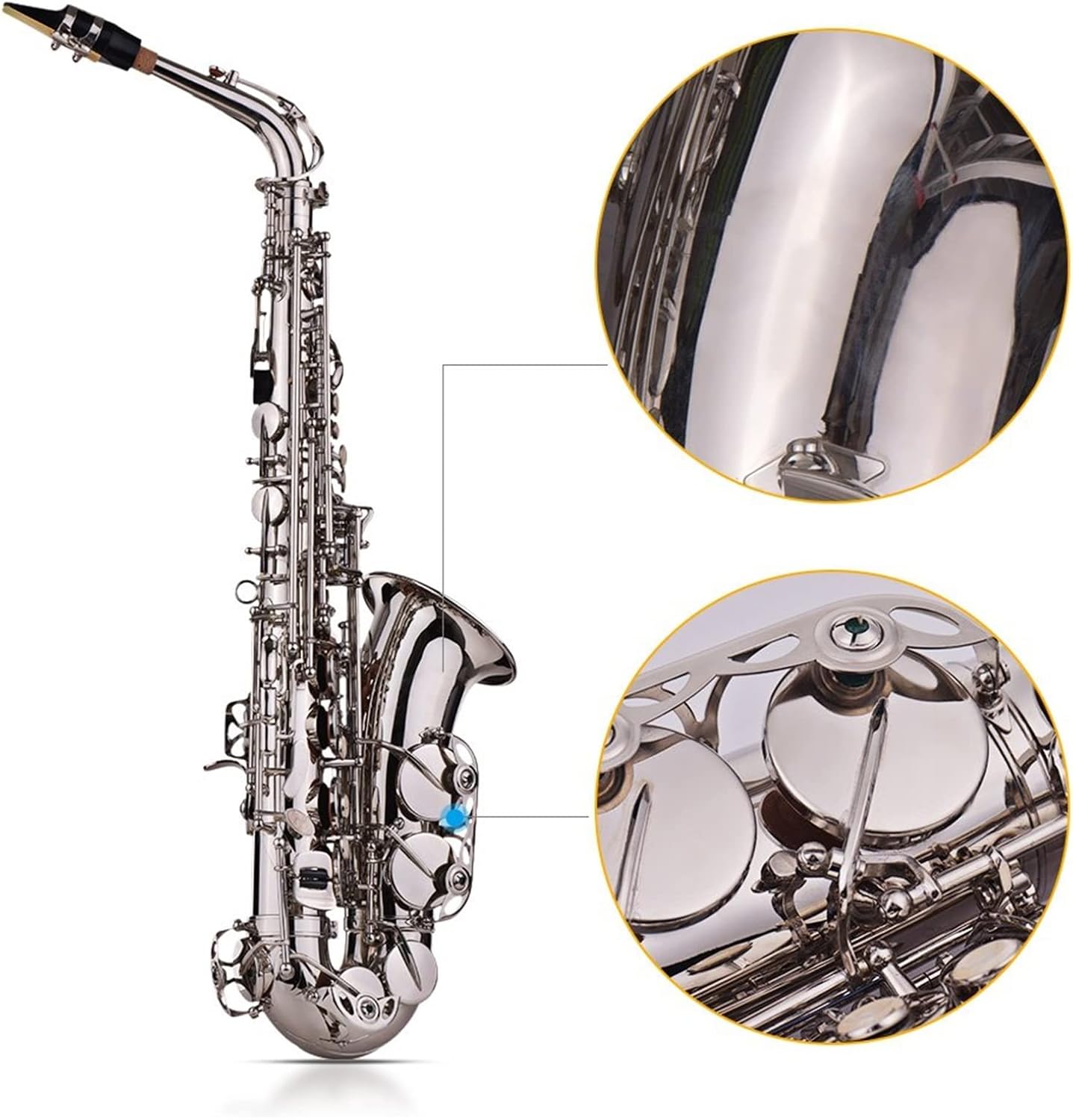 Sax Beginners Kit EB Alto Saxophone Kit Brass Gold Sax 802 Key Type with Padded Carry Case Gloves Cleaning Cloth Brush Sax Straps Wind Instrument (Color : 82Z Key type1)