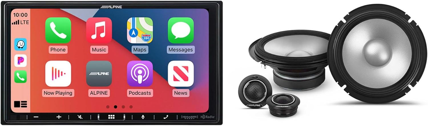 Alpine iLX-407 7-Inch Multimedia Receiver Apple Carplay and Android Auto &1 Pair Alpine S2-S65C Type S 6.5