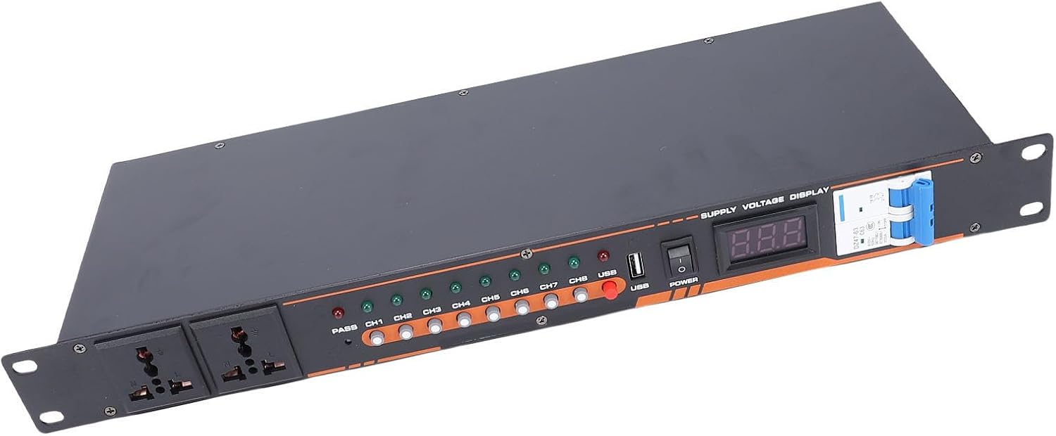 KIMISS High Power 10 Outlet Audio Equipment Power Sequencer with Digital Voltage Display Independent Switch Stage Amplifier Studio (US Plug)