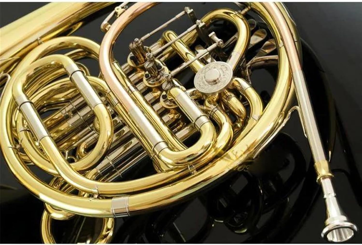 Brass French Horn Musical Brasswind Instrument French Horn Gold Lacquer F Key Bb 4 Key Double French Horn
