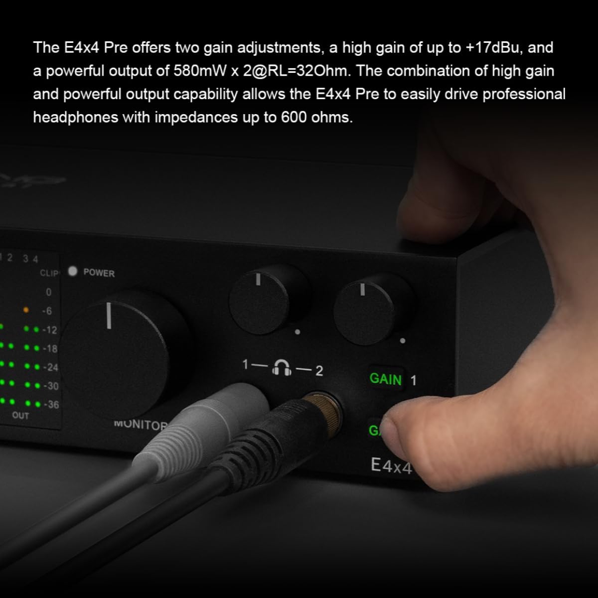 TOPPING E4X4 Pre USB Audio Interface - Dual USB-C Ports, 24bit/192kHz, 4IN/4OUT, Dual Headphone Outputs, Low Noise, Real-Time Monitoring, Mixer, for PC, Mac, iPhone, Professional Recording(Black)