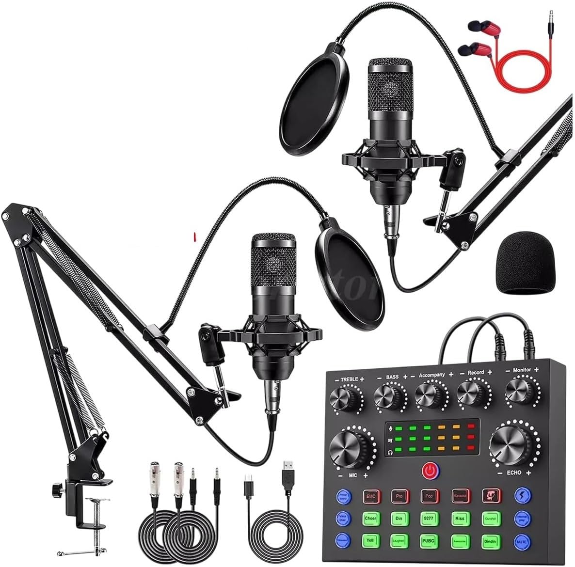 Complete Home Studio Recording Kit Mixer Condenser Microphone for Music Podcast