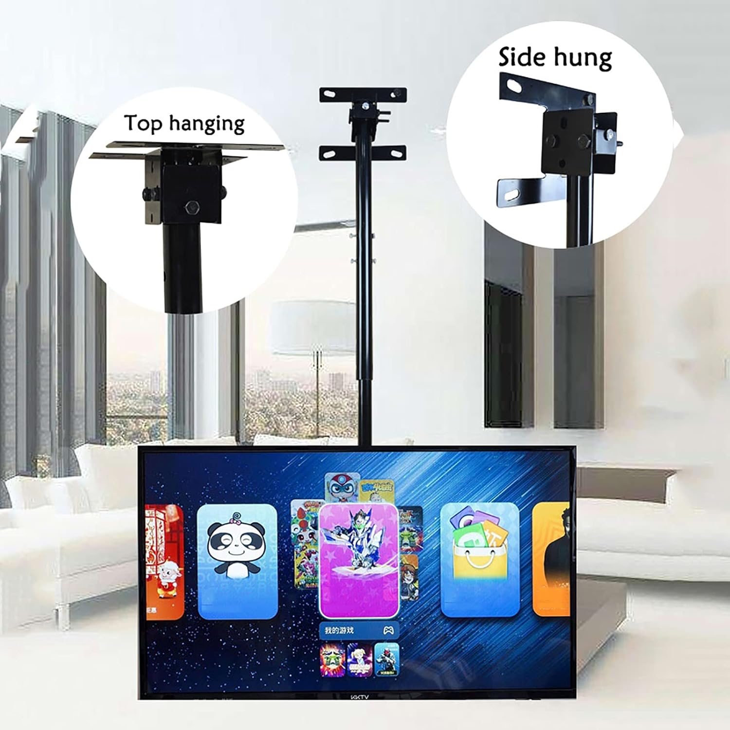 Tv Stand Tv Wall Mount Adjustable Ceiling Tv Mount Bracket, Fits Most 32-60Inch Led Screen Display, Max 400X400Mm,2.12.5m