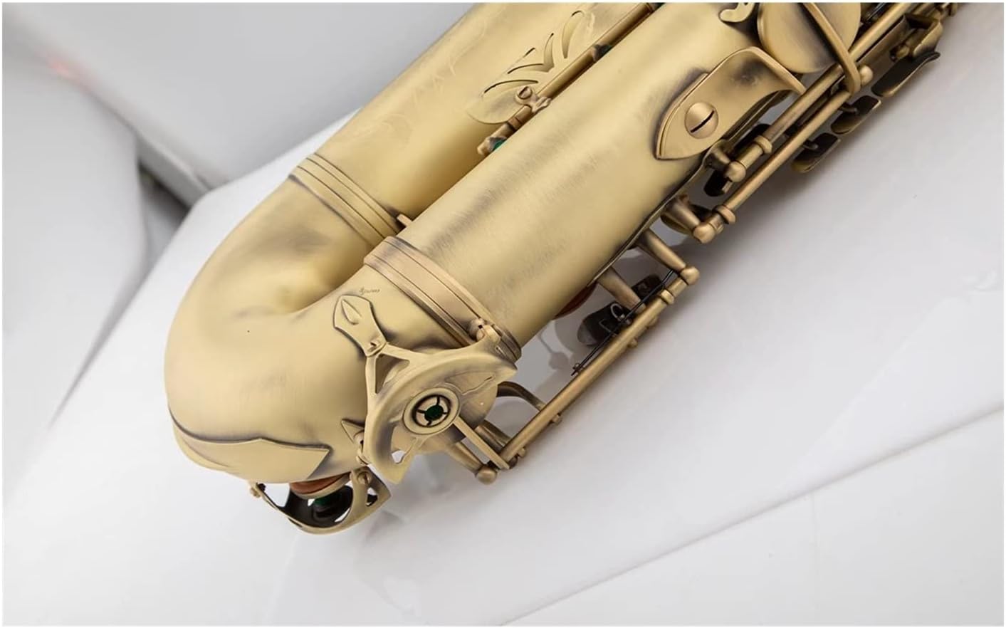 Tenor Saxophone Reference Antique Copper B Flat Woodwind Instrument with Case Mouthpiece Reeds Neck Student Saxophone (Color : Light Grey)