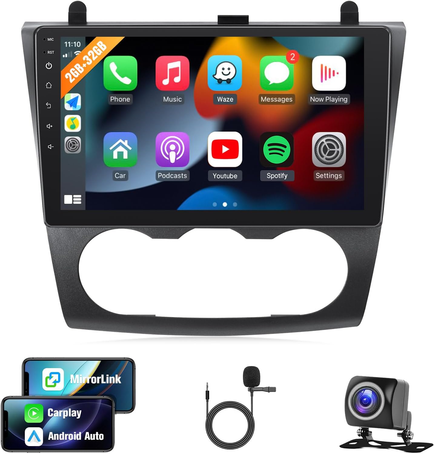 Naifay Car Stereo for Nissan Altima 2008-2012 Wireless Carplay Android Auto, 2G+32G 9inch IPS Touch Screen for Altima Car Radio Bluetooth FM Audio Receivers GPS WiFi Backup Camera SWC+MIC