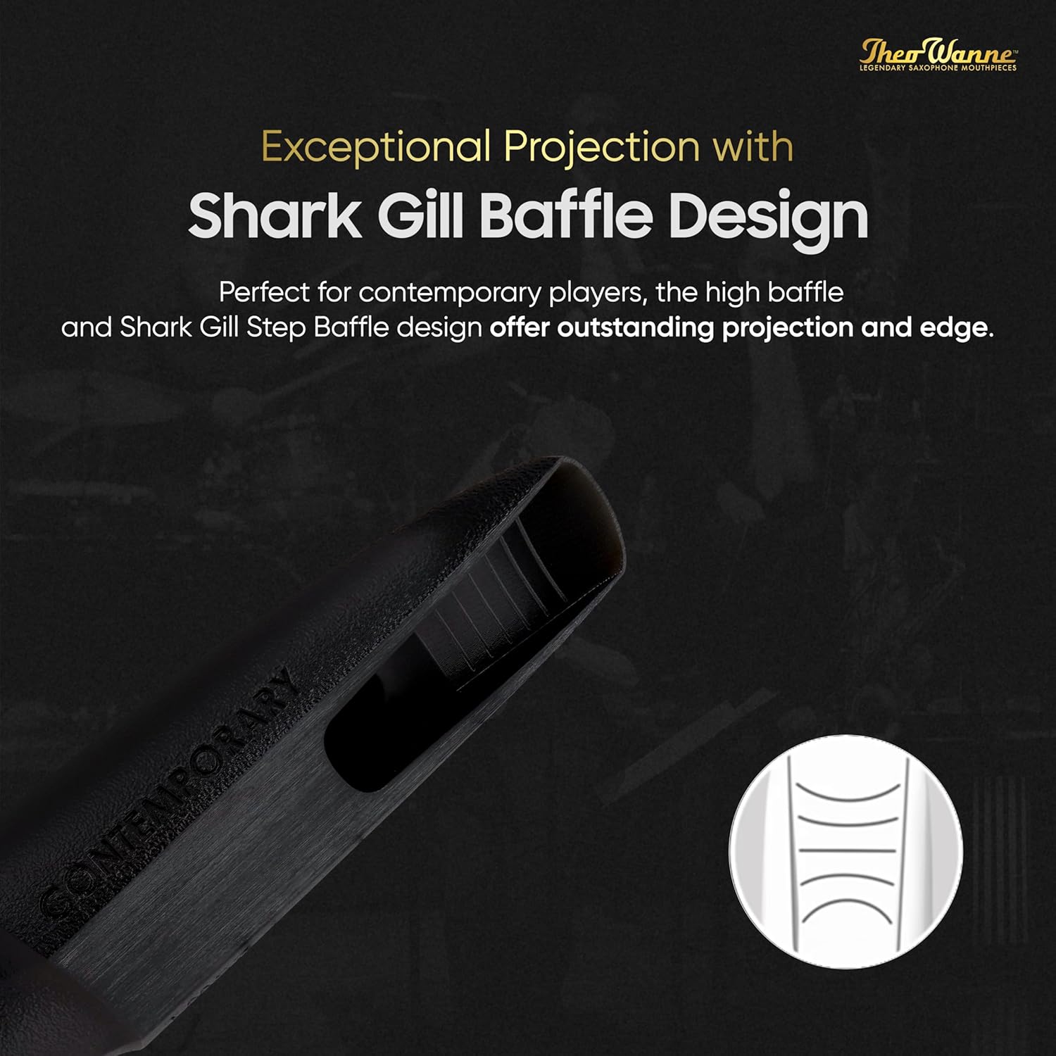 Theo Wanne Essentials Collection Concert Tenor Saxophone Mouthpiece with Medium Chamber, Concave S Baffle & Standard Hard Rubber Ligature for Classical & Wind Ensemble Playing - Size 5 (.080