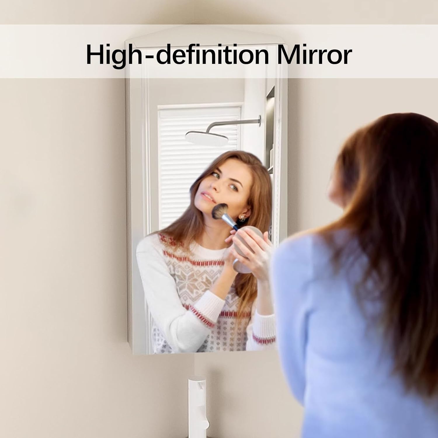 Wall Mount Corner Bathroom Sink,Corner Balcony Sink With Storage,Container Triangle Ceramic Wall Mount Sink with Storage Space, Corner Vanity for Small Space(19in/48cm)