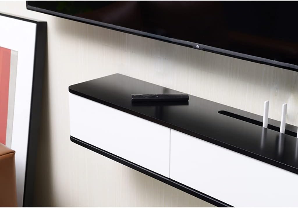 Wall Mount Corner Ledge Shelf, WiFi Router Storage Box & TV Component Bracket, Floating Shelf for Set-Top Box & Cable Management, Stylish Wall-Mounted Router Cabinet