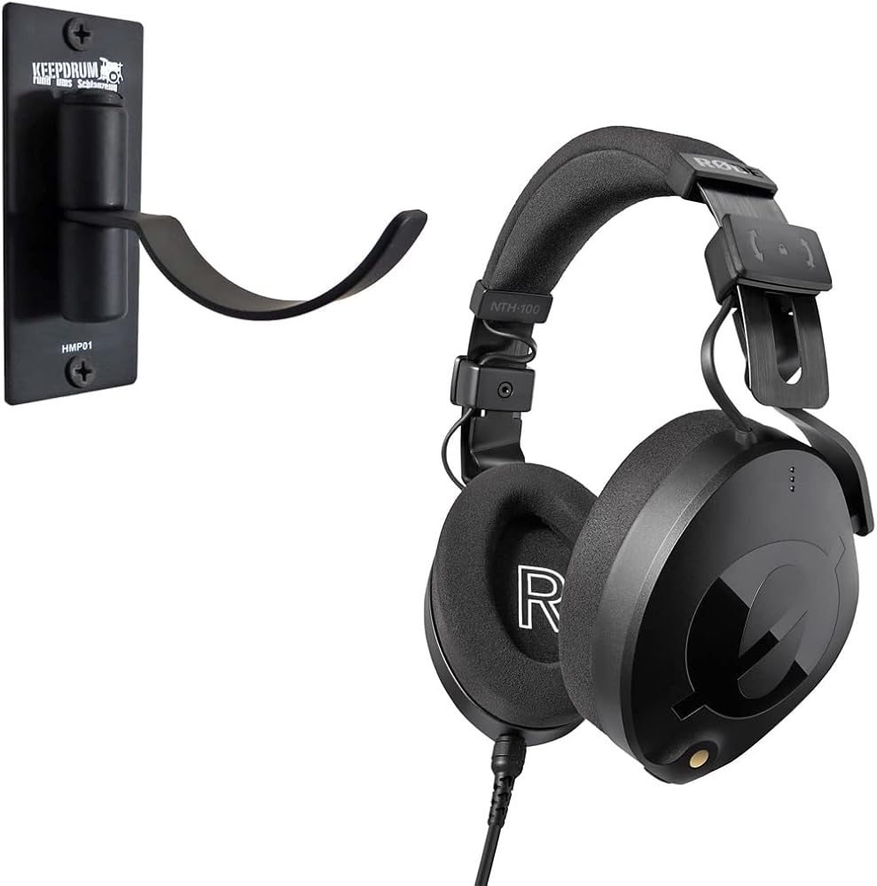 Rode NTH-100 Professional Closed-Back Over-Ear Headphones (Black) Bundle with Auray HPDS-B Headphone Stand and 3.5mm Stereo Extension Cable