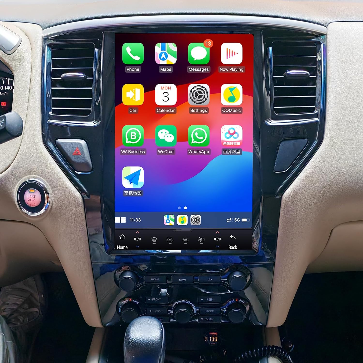 13.6 Inch Android 13 Car Stereo Upgrade Radio for Nissan Pathfinder 2012-2020 Stereo Replacement Multimedia Player GPS Navigation Wireless CarPlay Android Auto 1920x1200P Touch Screen Head Unit 64GB