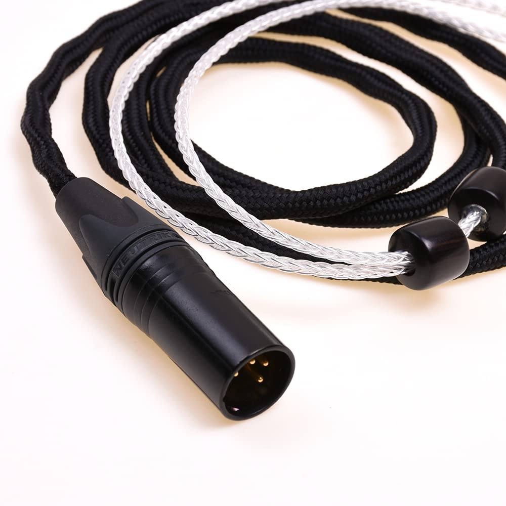 16 Cores Silver Plated Cable Compatible for Mr Speakers Ether Alpha Dog Prime Dan Clark Audio Headphone (1.2M, 4Pin XLR Balanced)
