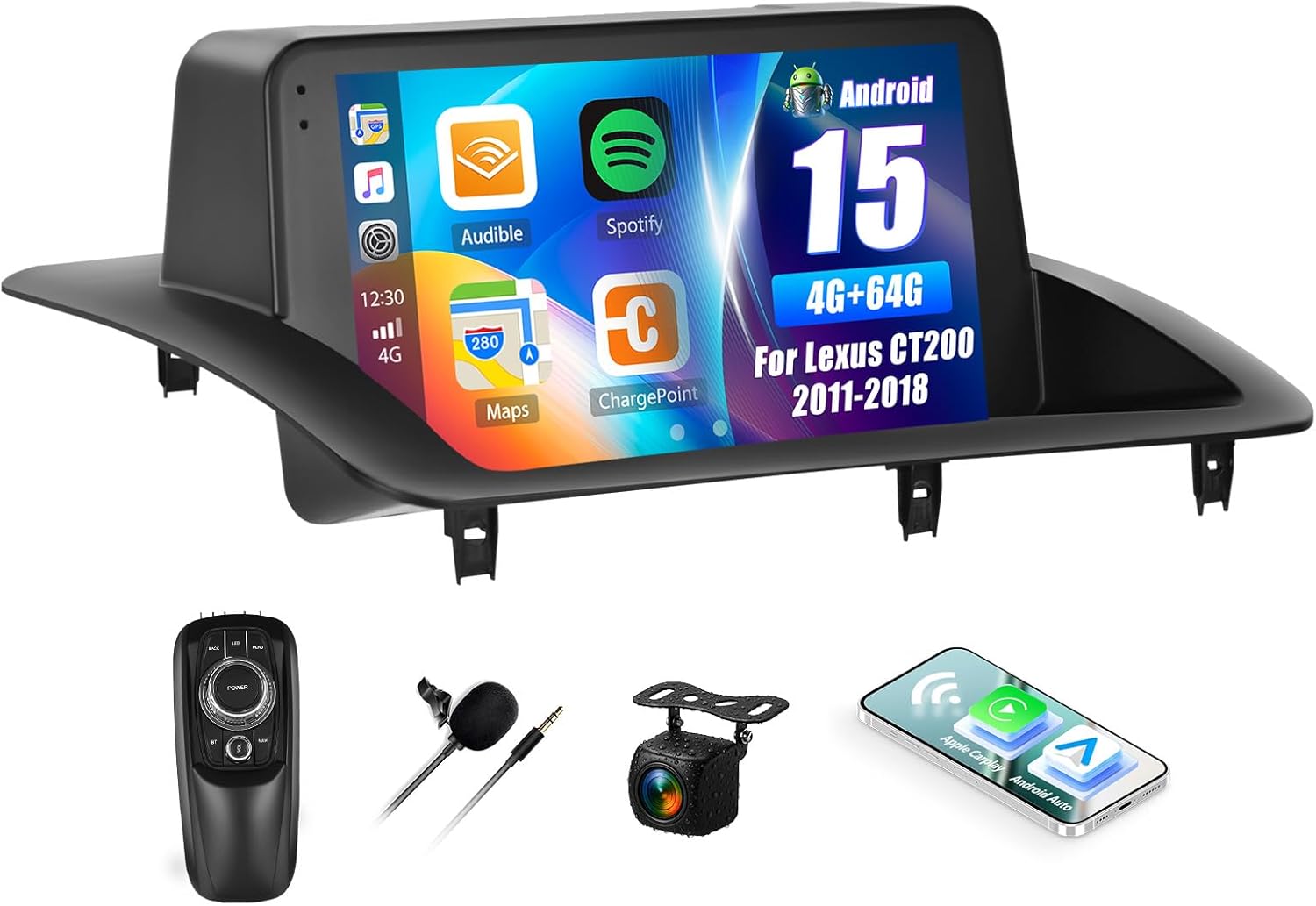 4G+64G Android Car Stereo for Lexus CT200 2011 2012 2013 2014 2015 2016 2017 2018 with Wireless Carplay Android Auto 9 Inch Touch Screen Head Unit Replacement Backup Camera WiFi GPS RDS Bluetooth