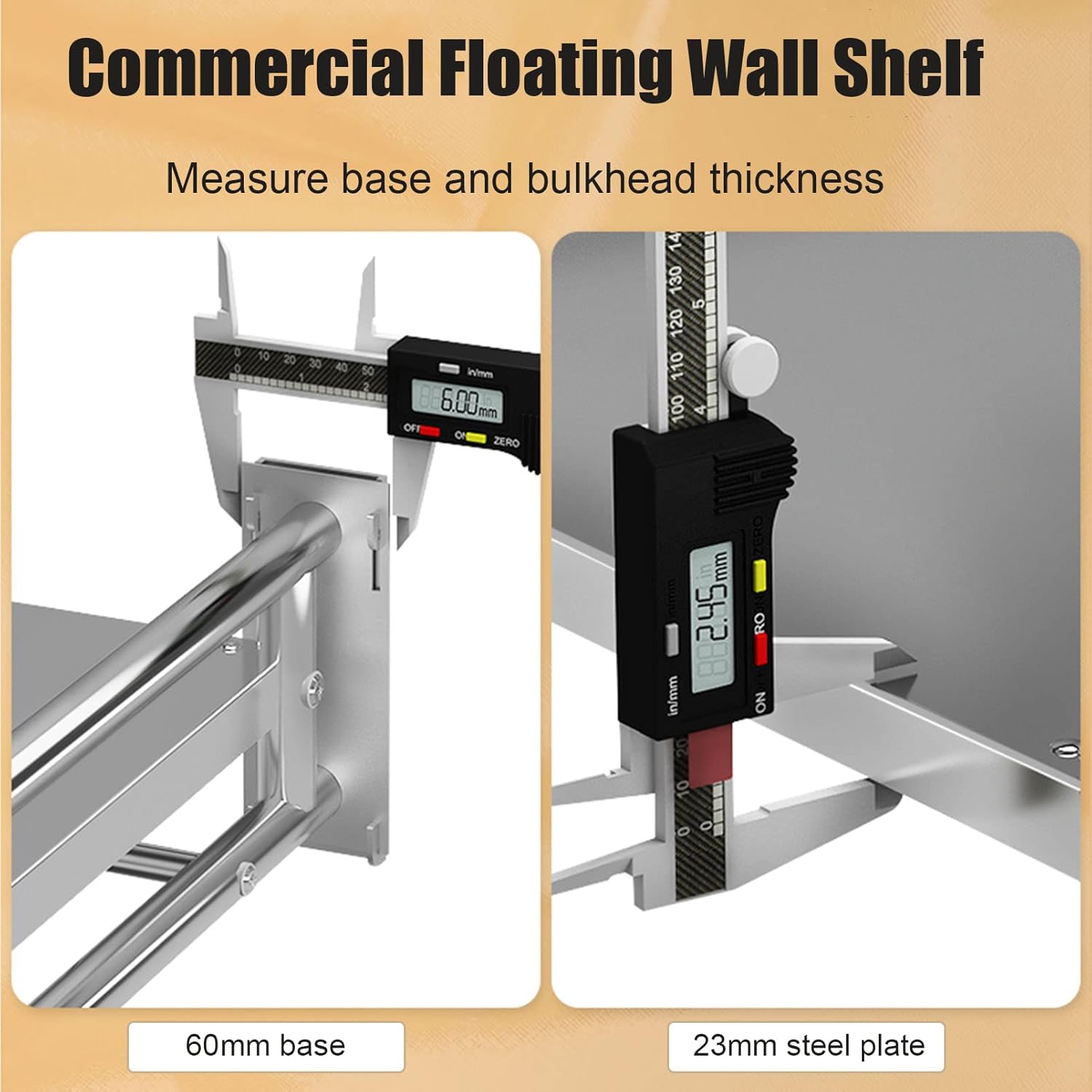 Stainless Steel Shelf Metal Floating Shelving, Wall Mount Microwave Bracket, Kitchen lectric Oven Holders Spice Rack Organizer, Restaurant/Garage/Bathroom Multifunctional Storage Shelves