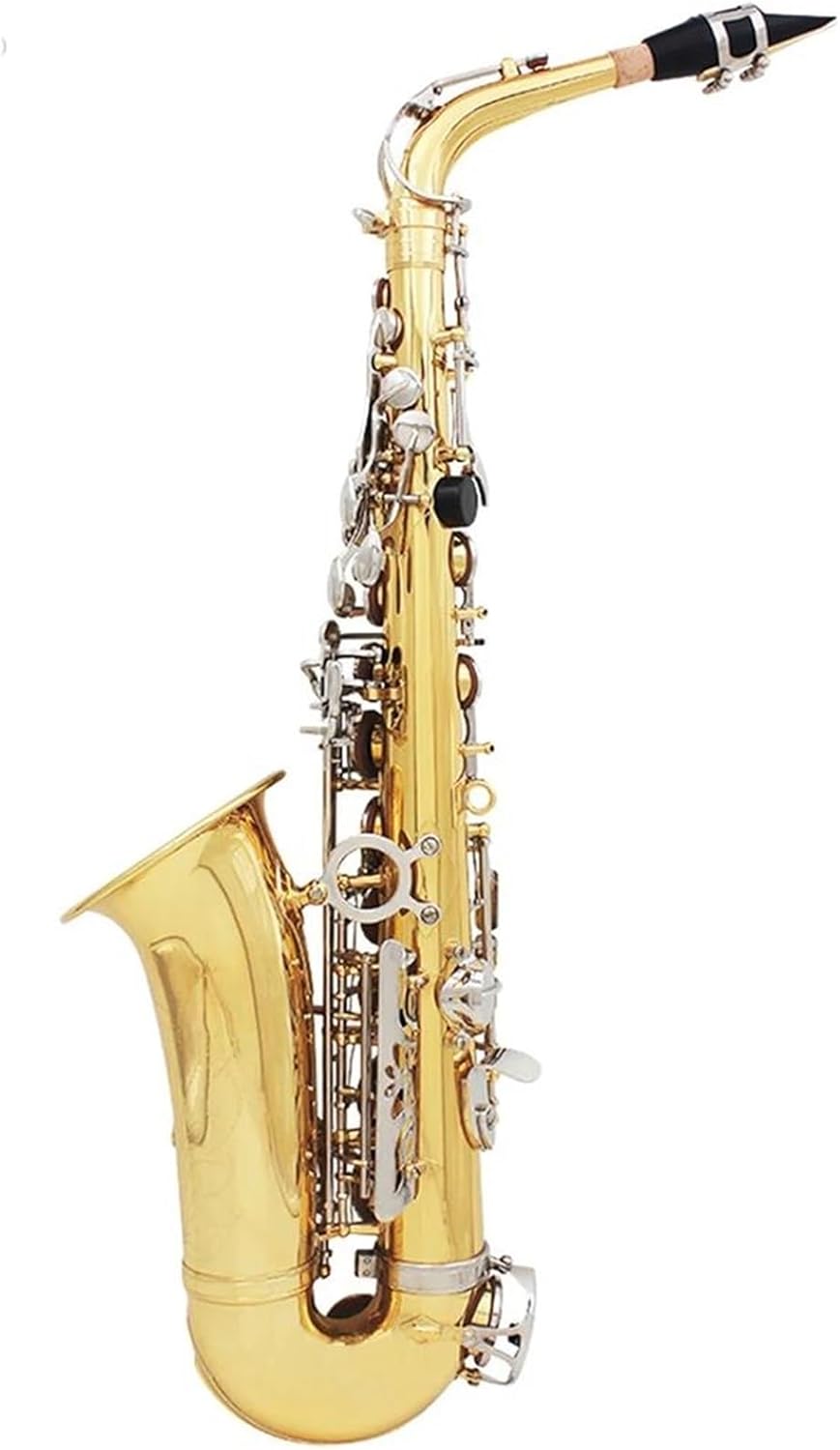Beginner saxophone Alto Saxophone Eb Tune Gold Lacquer Silver Key Brass Body Sax Woodwind Instrument With Saxophone Accessories