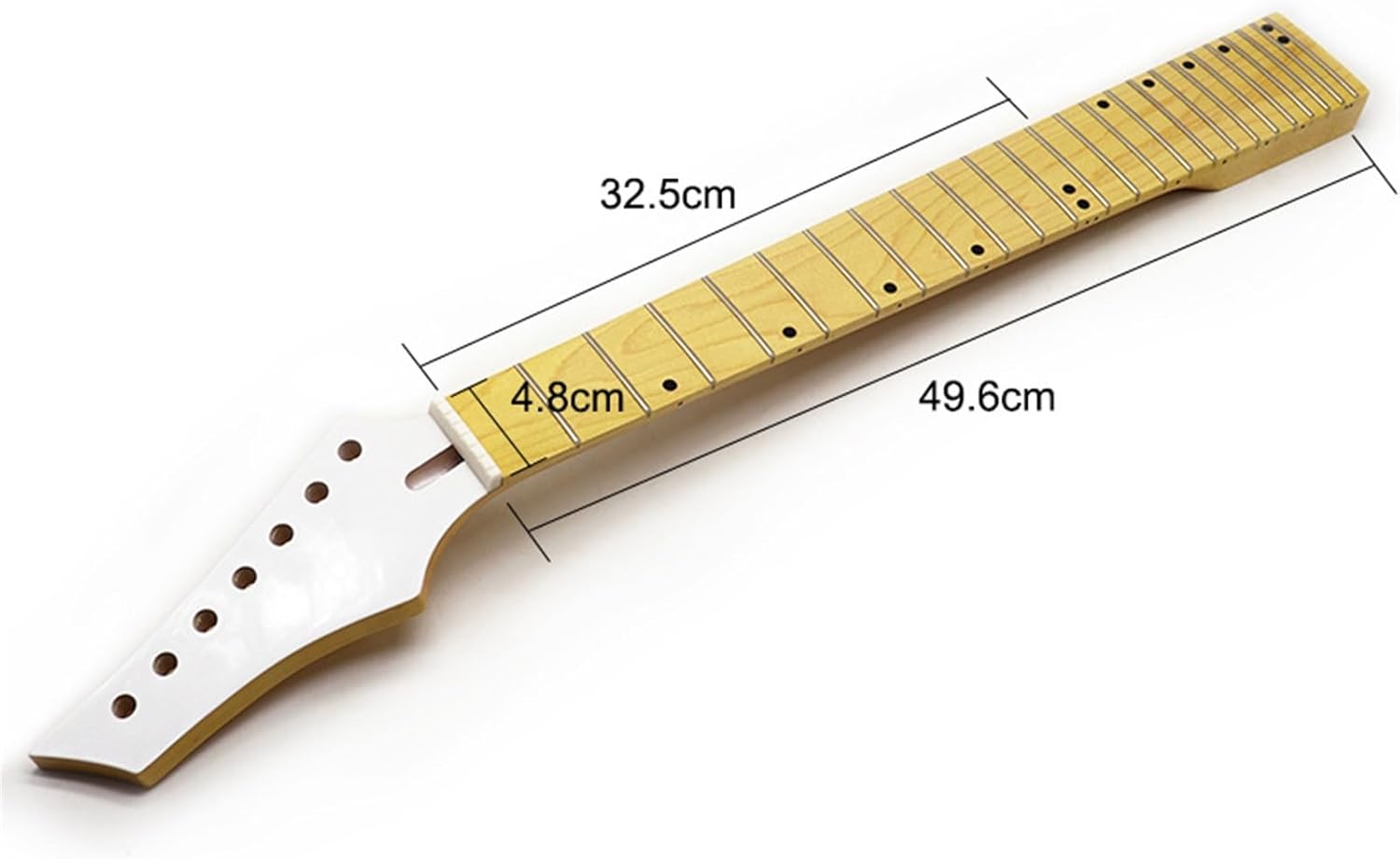 Replacement Guitar Neck 7-string Left-hand White Head 24-fret Original Canadian Maple 6.4 Width DIY Professional Modified Guitar Handle