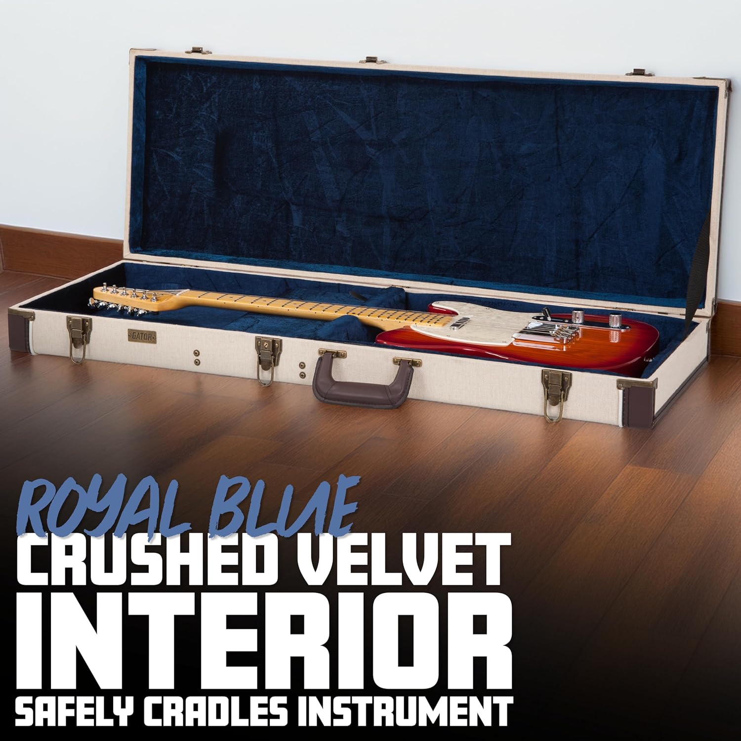 Gator Cases Journeyman Series Deluxe Wood Case for Standard Electric Guitars; Fits Fender Stratocaster/Telecaster, & More (GW-JM-ELEC)