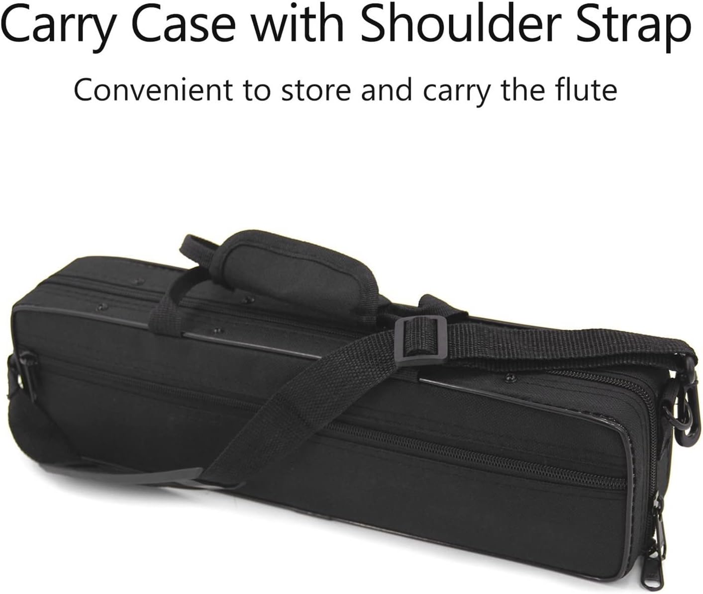 Flute Kit Closed Hole C Flute 16 Keys Cupronickel Nickel-Plated Wind Instrument with Carry Case Cleaning Cloth Gloves Intermediate Flute