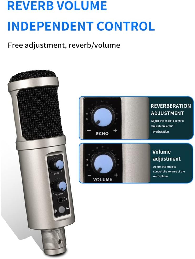 USB Microphone for Recording/Streaming/Games, Professional Microphone for PC/Laptop, Voice Volume Control (A 4.3 * 16.2cm)