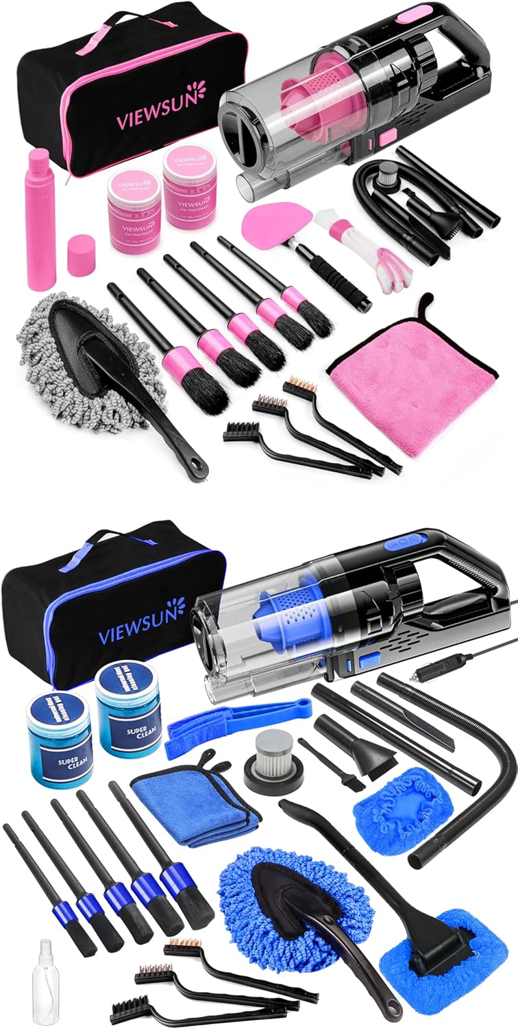 Viewsun 36PCS Car Cleaning Kit, Complete Car Cleaning Supplies with 2 car Vacuum for Deep Cleaning