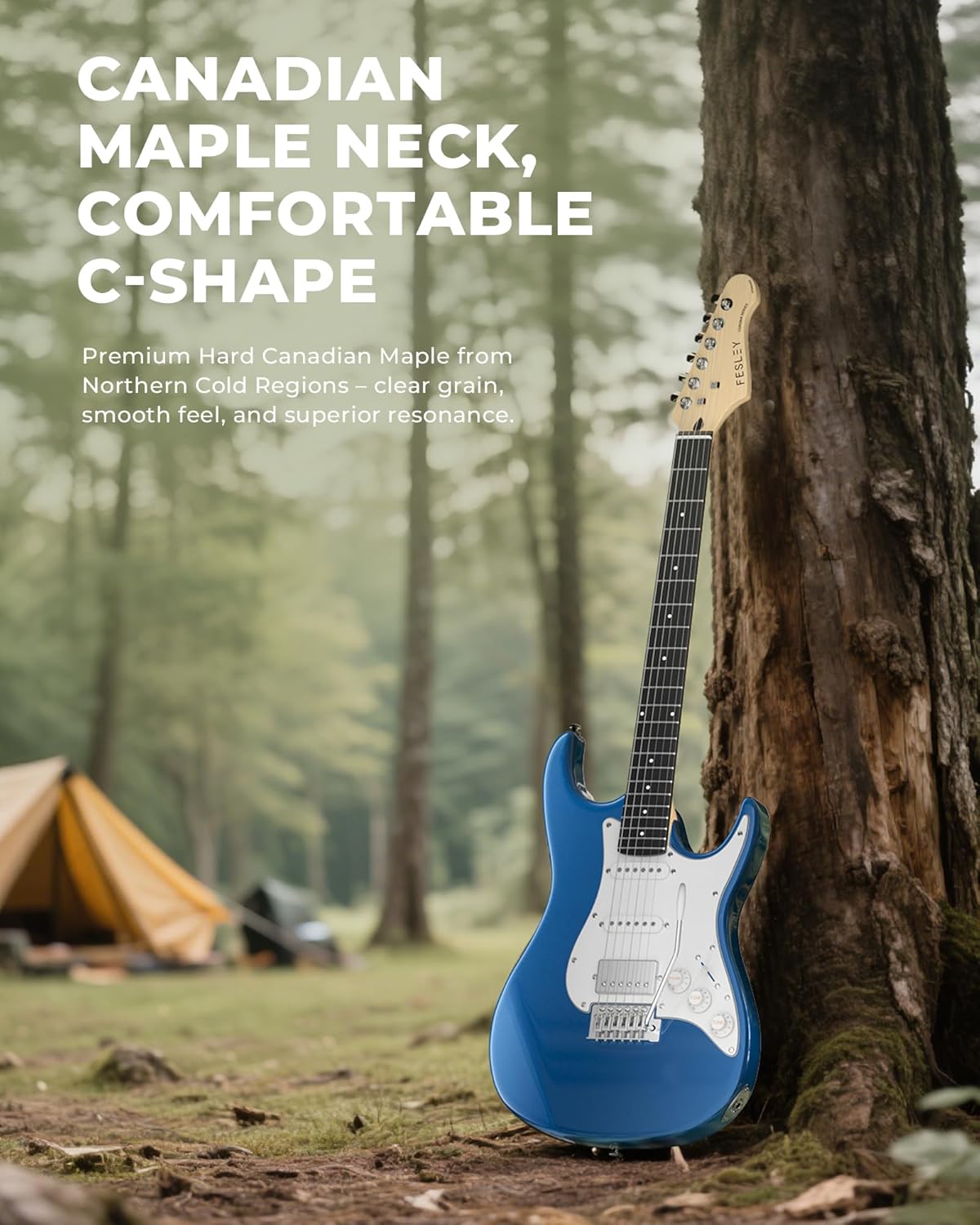 Fesley 39 Inch Electric Guitar: Beginner Electric Guitar Kit with HSS Pickup, Full Size Solid Body Guitar Starter Set with Amplifier, Bag, Strap, String, Cable, Picks, FST100, Blue