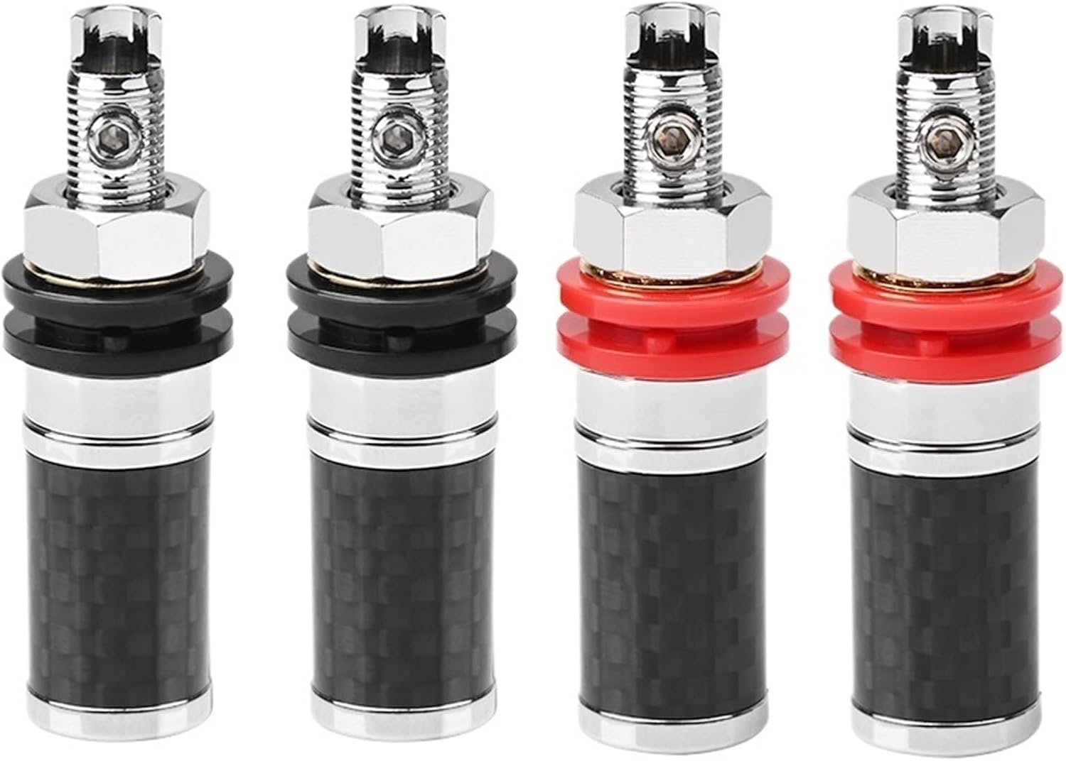 4PCS HiFi Binding Post Rhodium Plated Carbon Hi-end Rhodium Plated Fiber Speaker Terminal Binding Post(Short(carbon fiber))