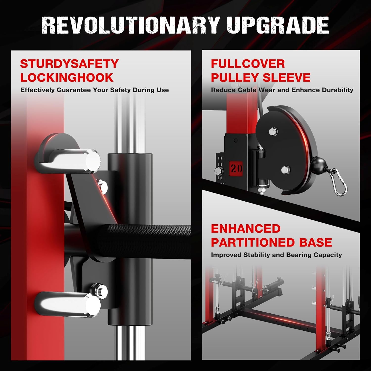 M21 Smith Machine, Multi-Function Power Cage with Dual Pulley Cable Crossover System, 2000LBS All-in-One Squat Rack with Smith Bar and Attachments for Home Gym Strength Training