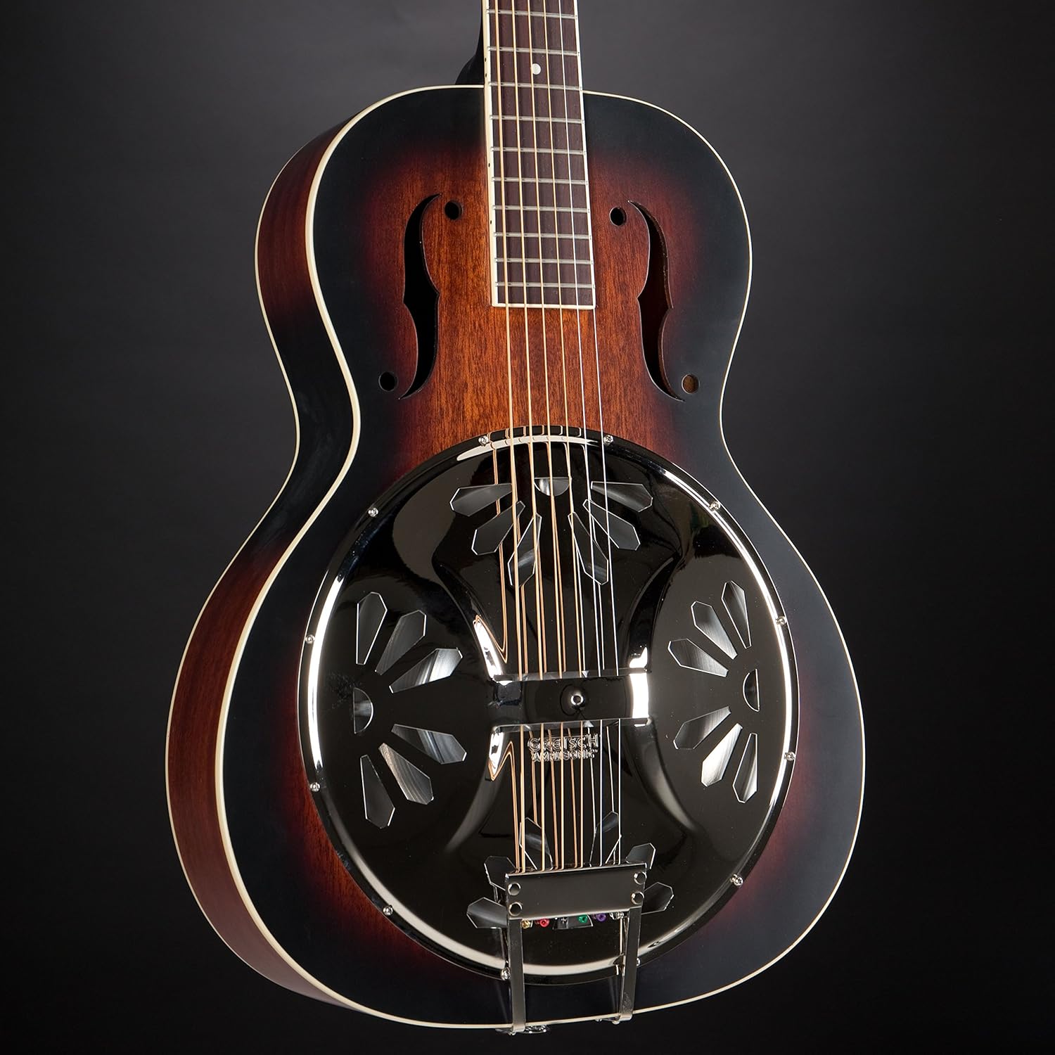 Gretsch G9220 6-String Resonator Electric Guitar with Bobtail Round Neck with Gretsch Ampli-Sonic Diaphragm Resonator Cone (Right-Handed, 2-Color Sunburst)