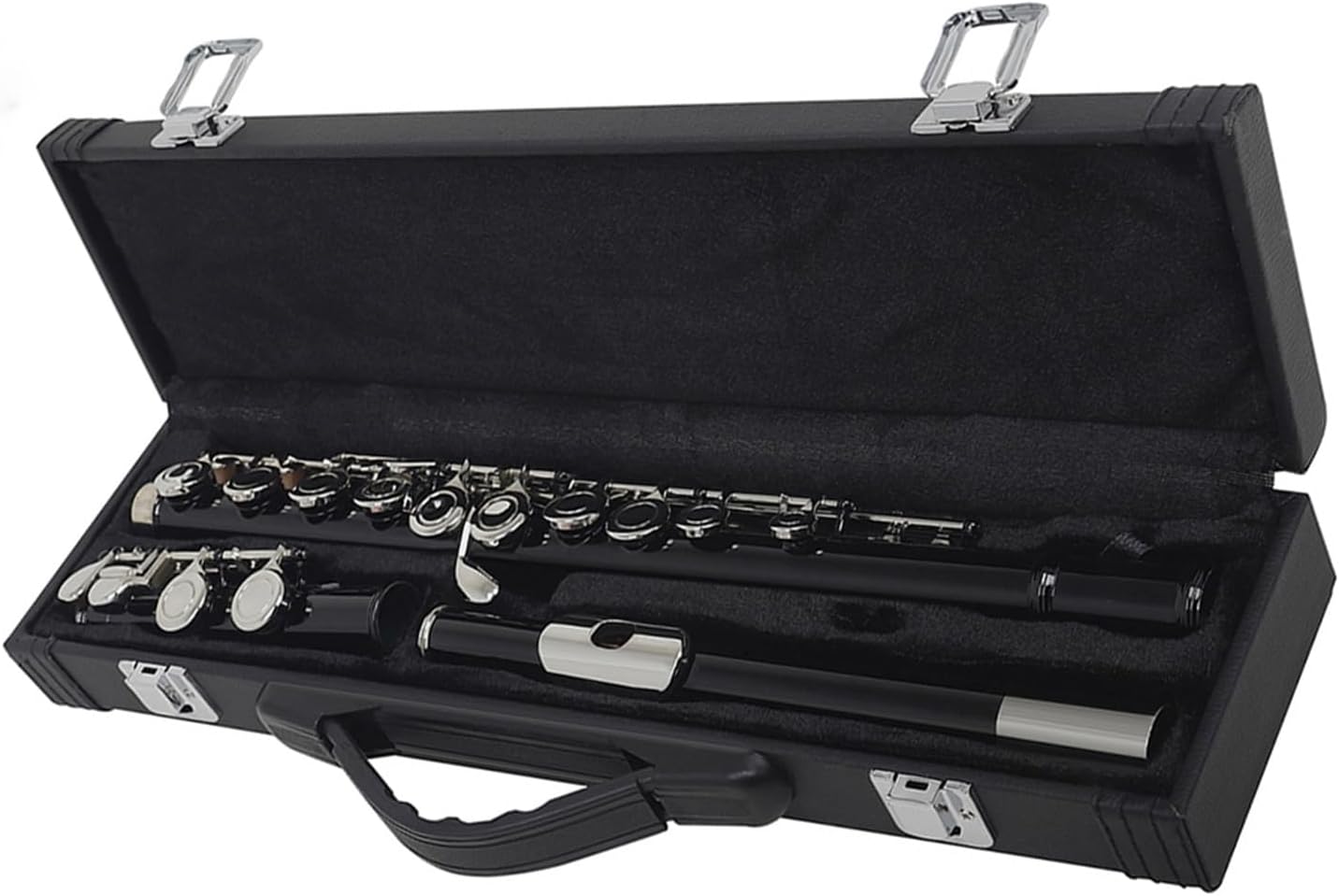 Flute Black 16 Holes Flute Woodwind Instrument Closed Key Add The E Key C Tone Nickel Plated Flute with Case Flutes Musical Instruments