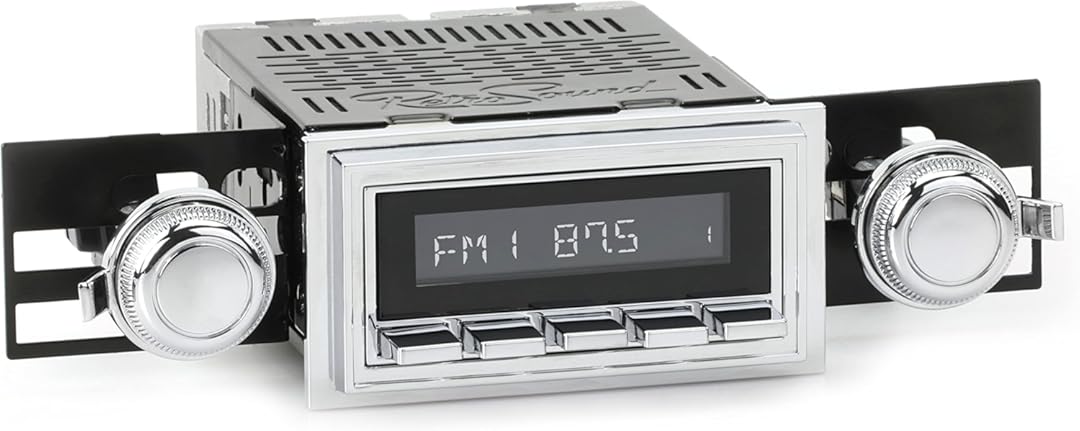 RetroSound HC-126-03-73 Hermosa Direct-Fit Radio for Classic Vehicles (Chrome Face and Buttons, Chrome Bezel)