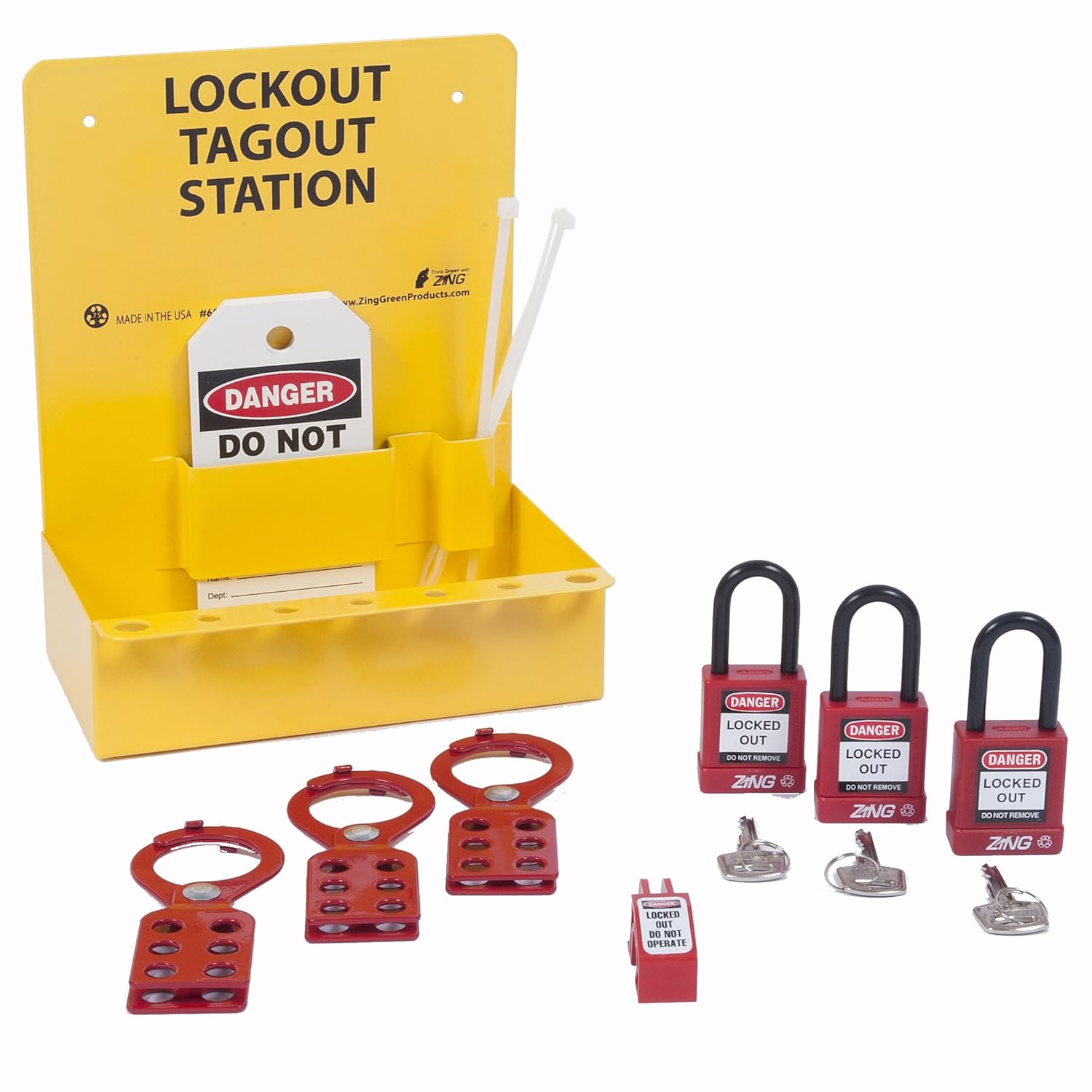 Zing Green Products 6063 RecycLockout Mini Lockout Station, Stocked
