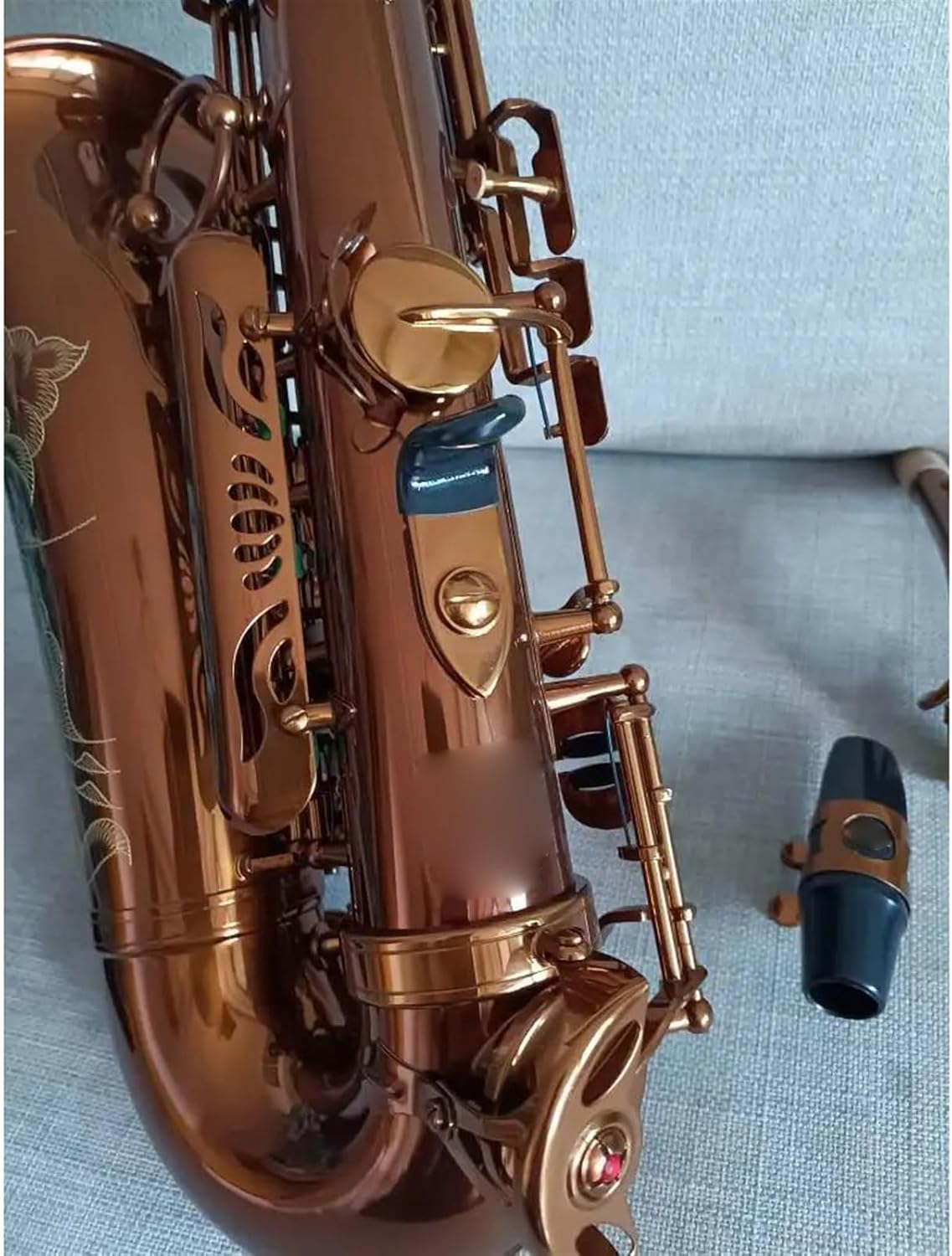 Beginner saxophone Eb E-flat Alto Saxophone Sax Key Carve Pattern Woodwind Instrument With Case Other Aeccessaries (Color : Cloth bag)