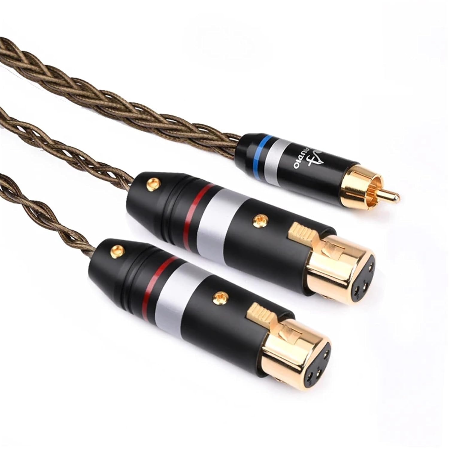 Audio Cable HiFi RCA to 2XLR for Amplifier Hi-end 8 Core OCC Silver Plated RCA to 2XLR Male to Male&Female Jack Splitter Y Cable(1m)