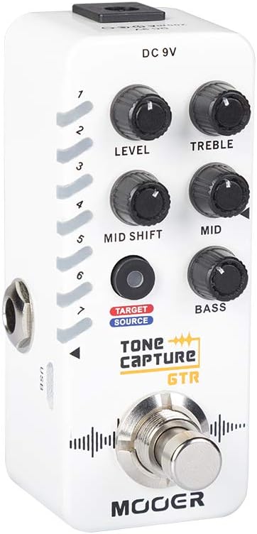MOOER Tone Capture GTR Guitar Pedal Capturing Target Guitar’s Tone, with EQ Adjustment, 7 Preset Slots, Ture Bypass/Buffer Bypass