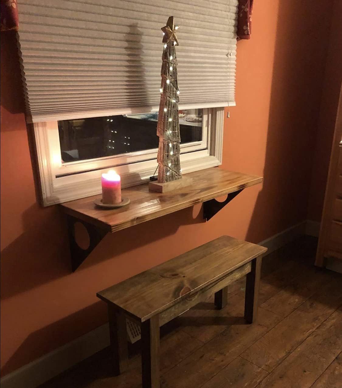 Industrial Rustic Wall-Mounted Table, Dining Table Desk, Pine Wood Wall-Mounted Bar Tables (40