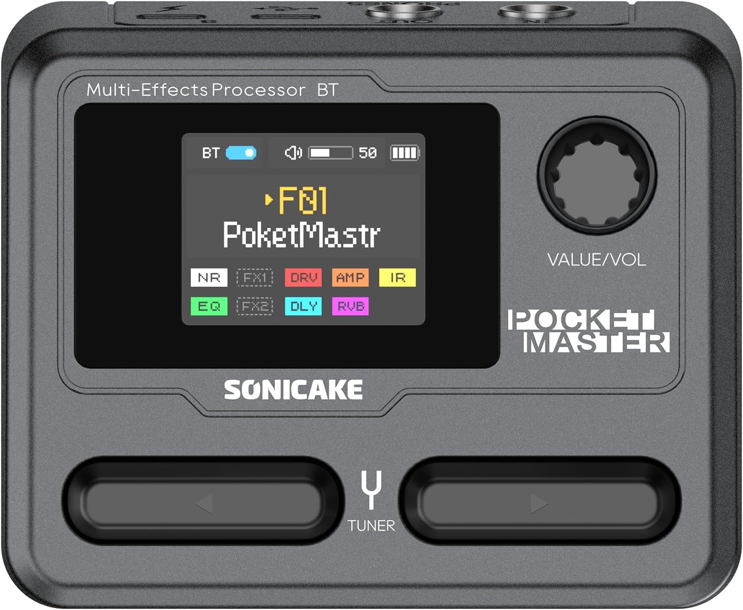 SONICAKE Pocket Master-Portable Multi Effects Pedal, 100+ Built-in Guitar/Bass/Acoustic Effects, Amp Modeling, IR Cabinets Simulation, Stereo OTG USB Audio Interface, Rechargeable Guitar Pedal (Black)