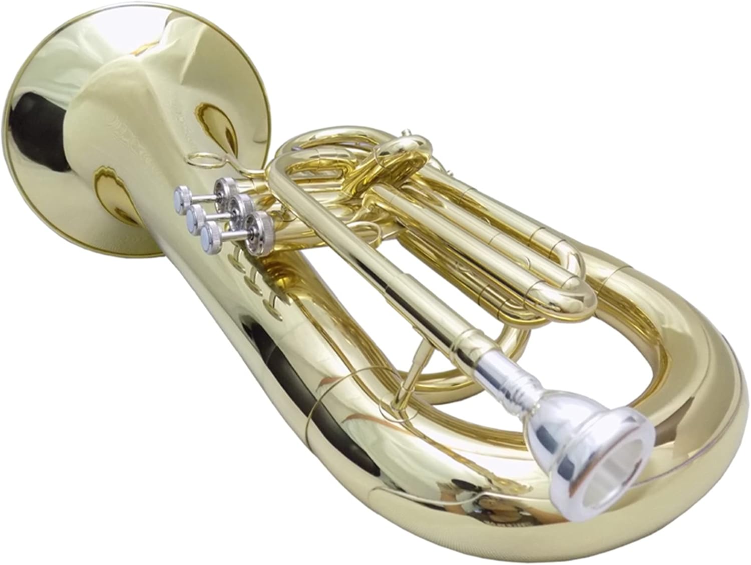 FLFL Student Trumpet Bb Marching Euphonium Musical Instruments with Case and Mouthpiece Yellow Brass Body Lacquer Finishes