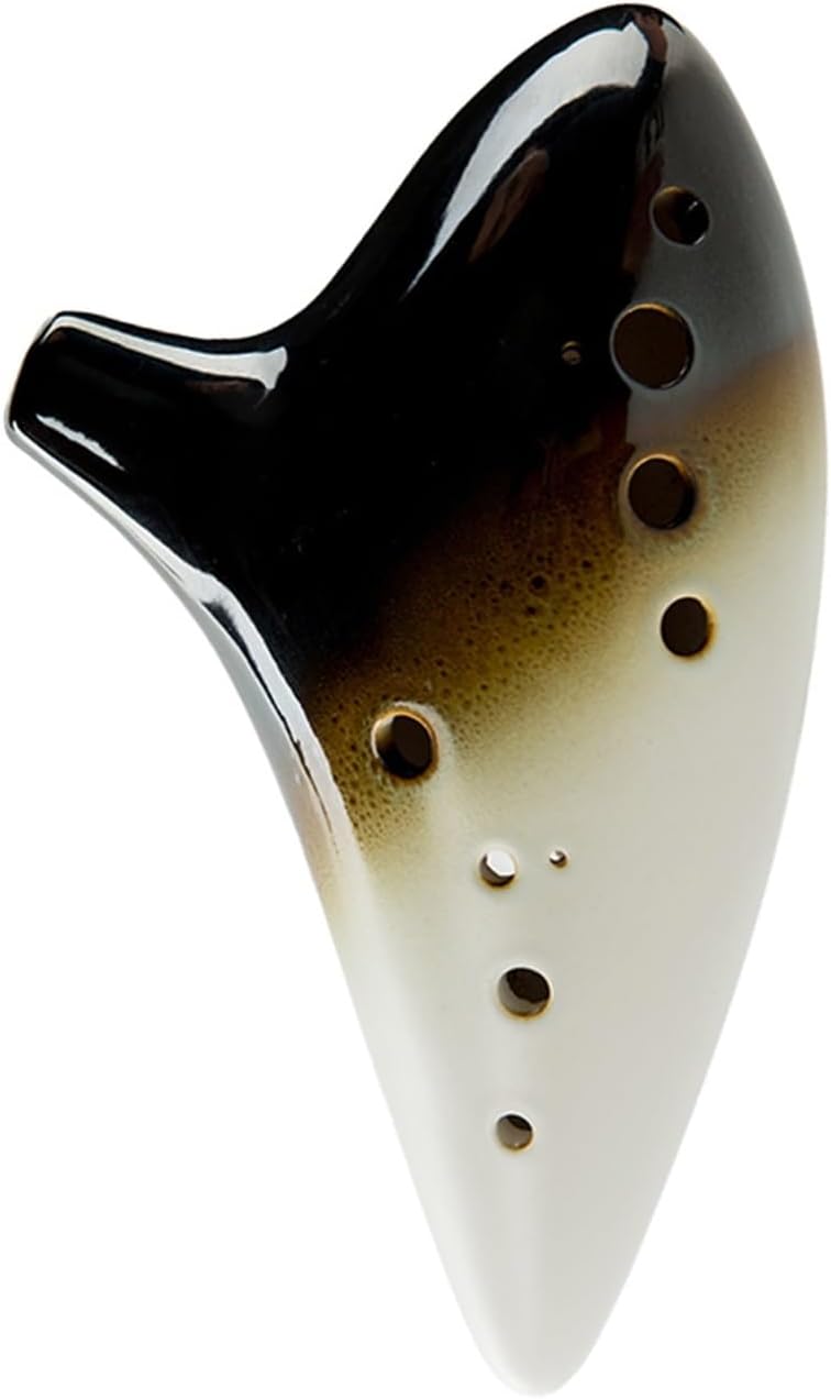 Ocarina 12 Hole AF Alto F And Other Tones Professional Playing Wind Instrument Adult Professional Ocarina Instrument(Bass bk white)