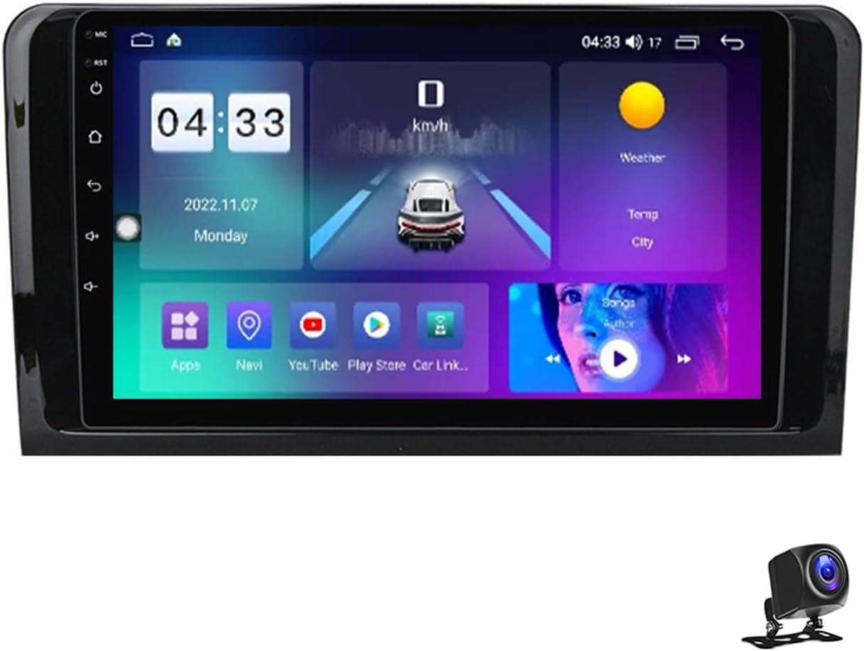 Double Din Android 13 Car Stereo Wireless Carplay with Bluetooth 9 Inch Touchscreen Car Radio for Benz GL ML W164 ML350 ML500 X164 Multimedia Navigation with USB/RDS/DSP