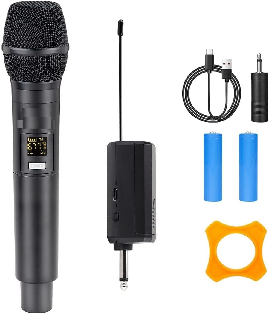 Wireless Mic, Microphone, Karaoke Handheld mic System 6.35mm Jack, 30-50 Meter Cordless Range for House Parties, Karaoke Singing,Wedding,School Presentation, Speaker,Amplifier