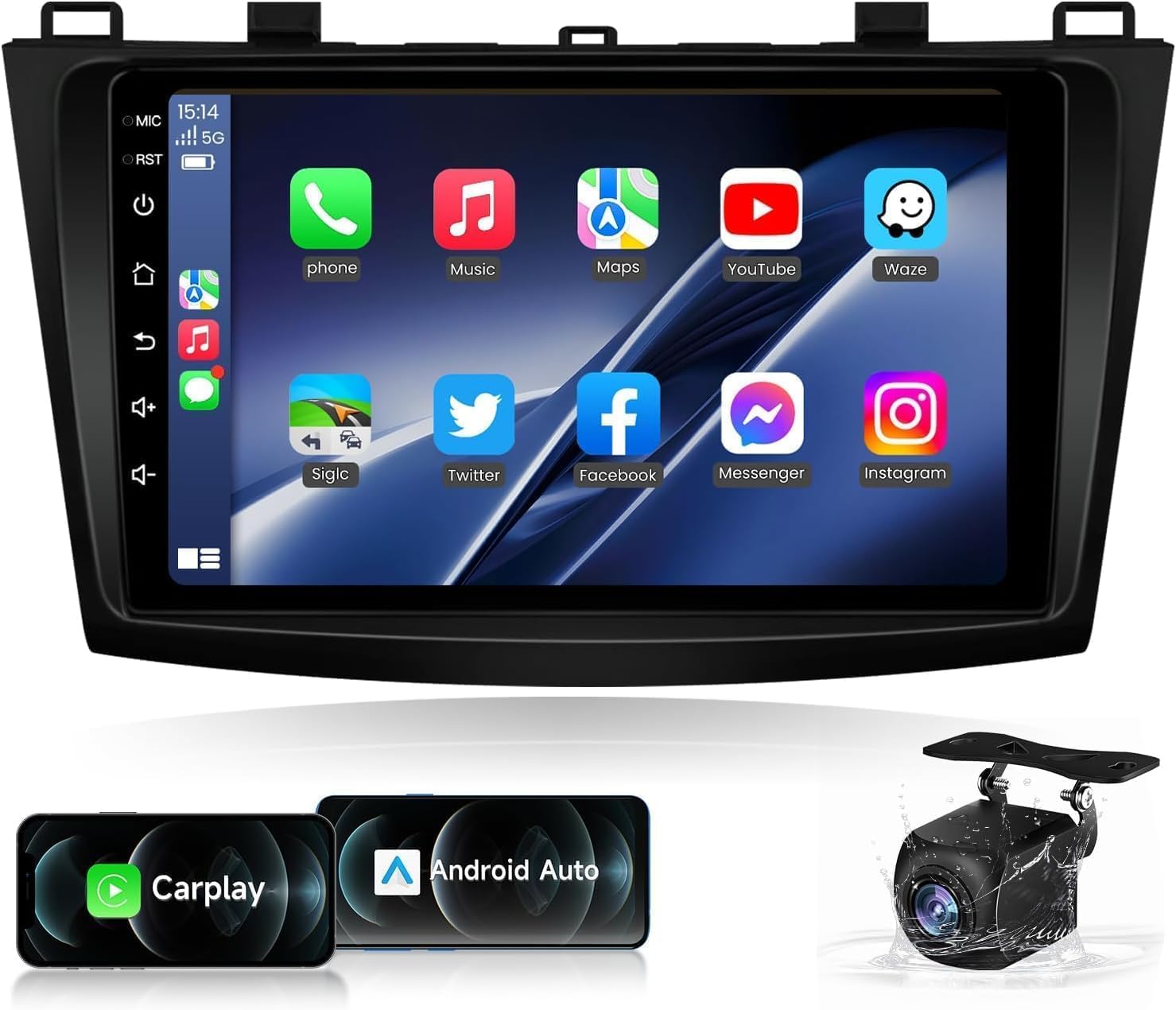 Car Stereo Radio for Mazda 3 2010 2011 2012 2013-9 Inch(1280 * 800) Touchscreen with Wireless Carplay&Android Auto GPS WiFi Bluetooth FM Backup Camera (Fit for Bose System&Online Upgrade OTA System