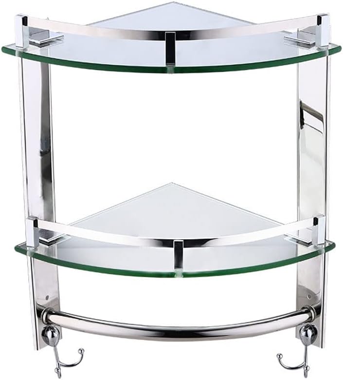 Shower Shelf,Bathroom Corner Shelf，Shower Rack Basketerddcbb Bathroom Glass Corner Shelf Shower Shelf Shower Shelf Wall Mount Storage Tempered Glass Shelf Bracket Bathroom Accessory With Stainless Ste