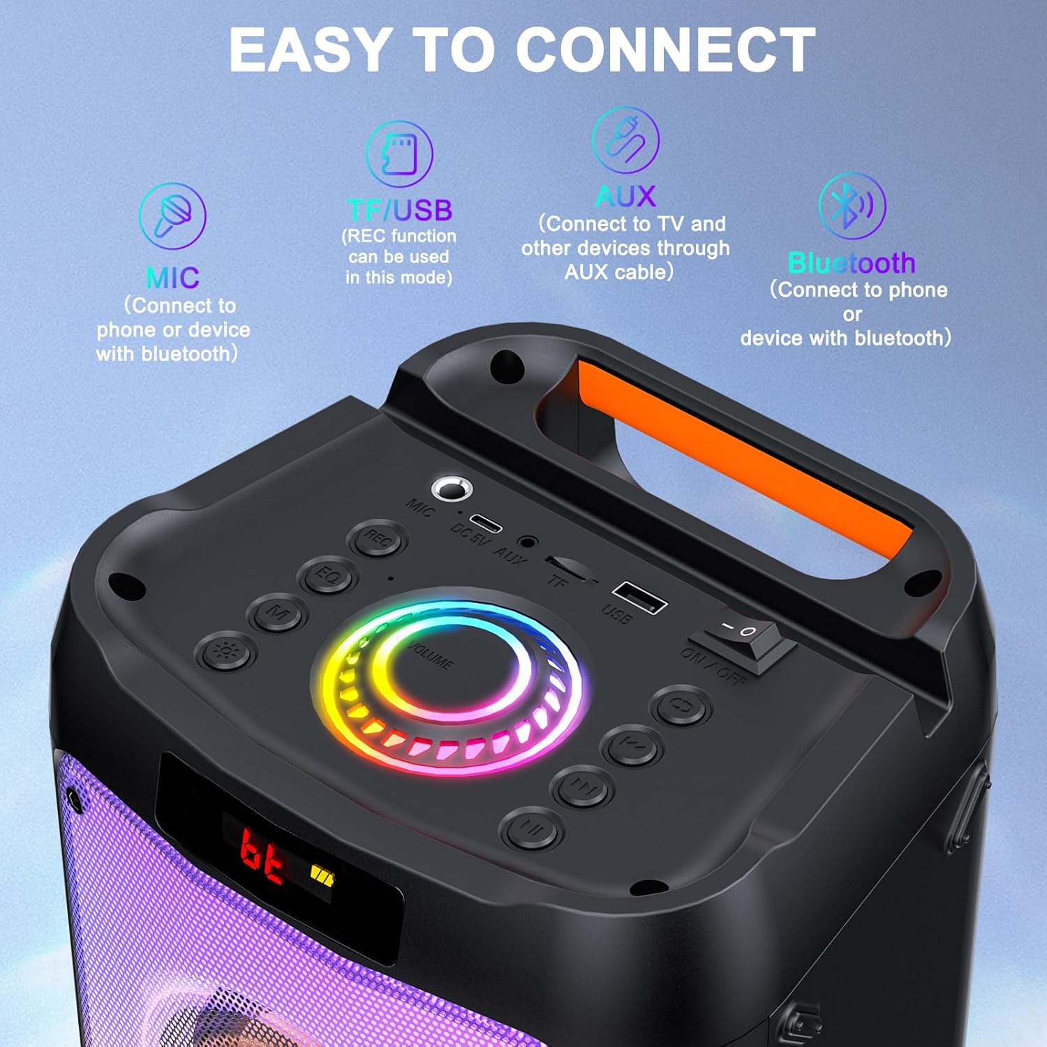 Karaoke Machine with 2 Wireless Microphones, Portable Bluetooth Speaker for Adults & Kids, Big Party PA System with Disco Lights for Gatherings, Stage Monitors, The Best Gifts for All