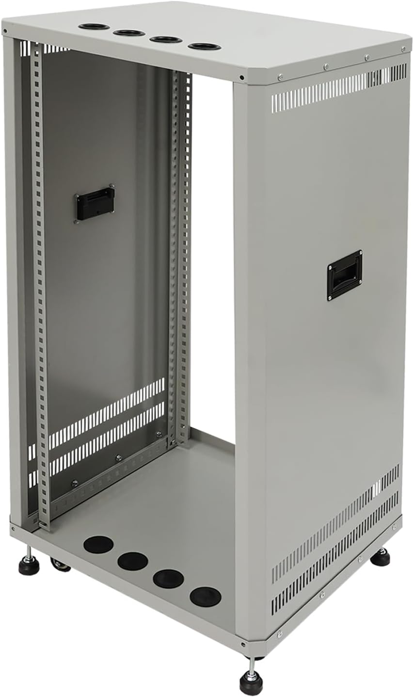 22U Stereo & Server Rack with Caster Wheels, Rolling Network Cabinet DJ Mixer Stand AV Rack Stand for Audio Video Music Recording & IT Equipment, Supports up to 300 lbs