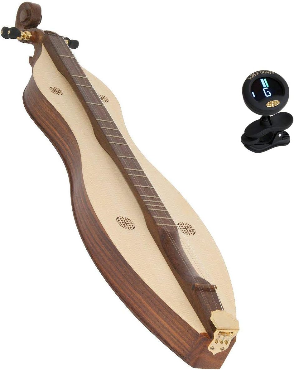 Includes: Deluxe Dulcimer 4 String Solid Spruce Top W/Kntowork Cutouts + Snark Clip-On Chromatic Tuner