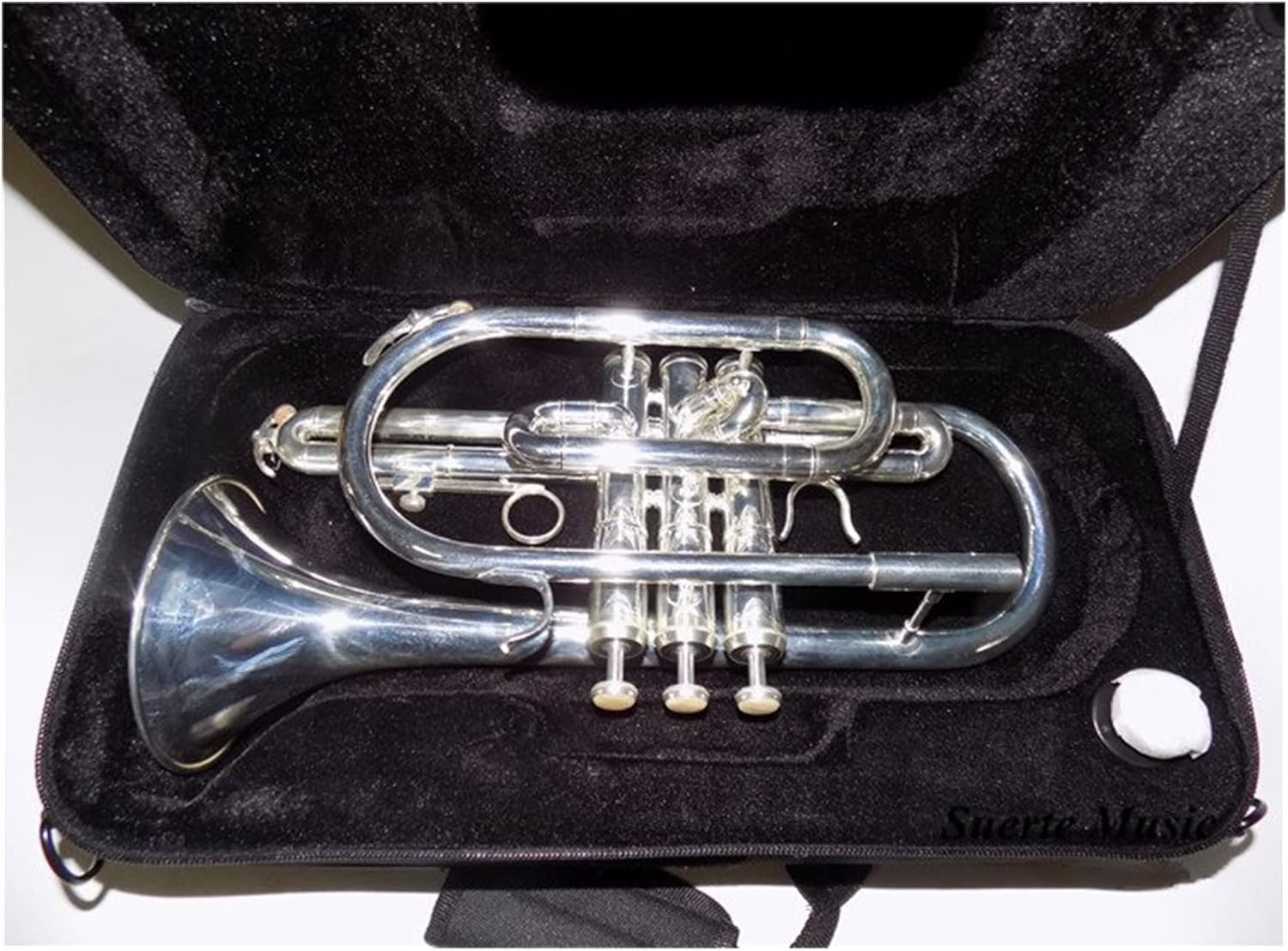 FLFL Student Trumpet Bb Flat Cornet Trumpet Instrument Silver Plated with Mouthpiece and Carry Case Musical Instrument Professional