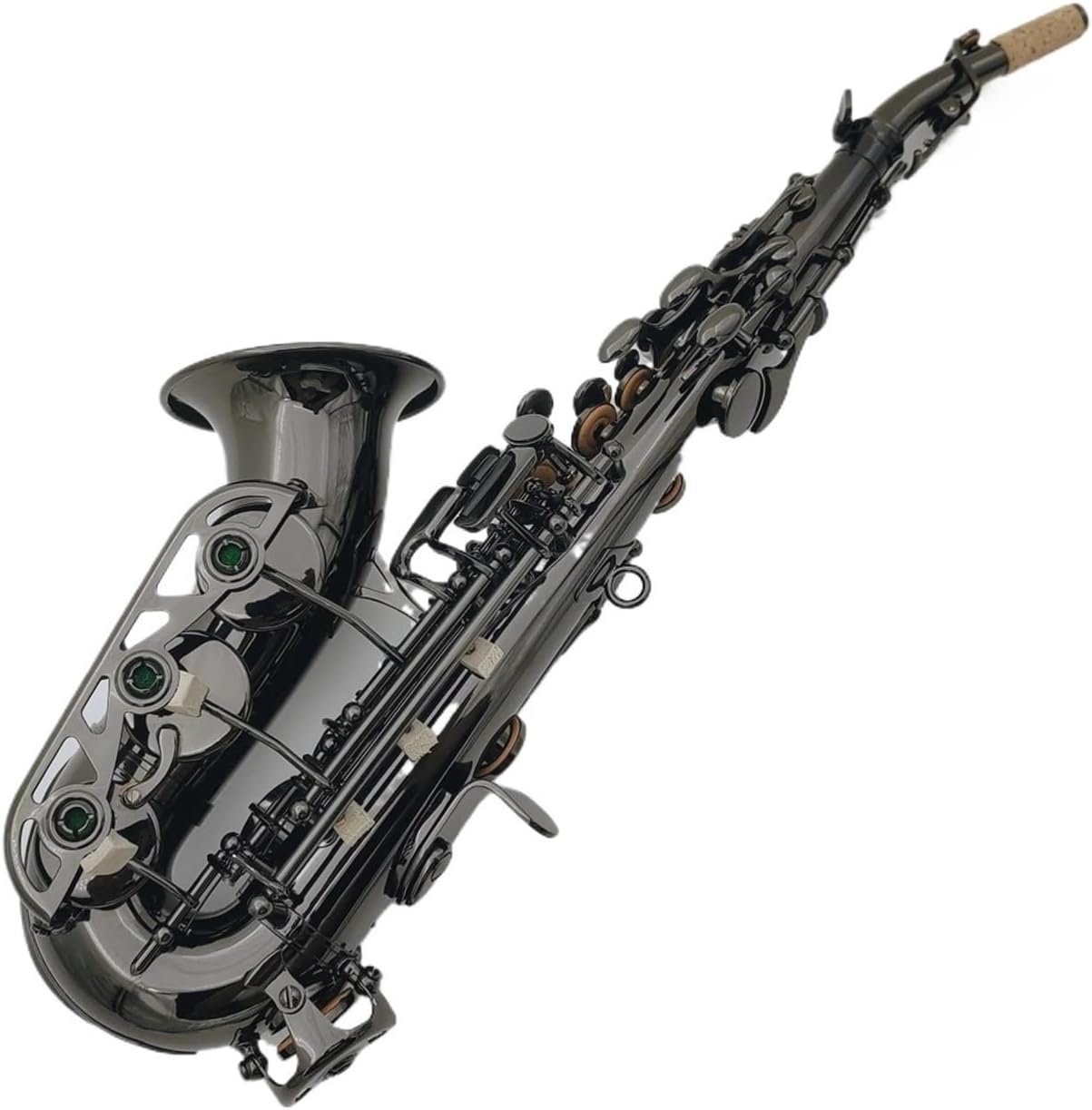 Woodwind Instruments Curved Treble Saxophone B Flat Black Nickel Plated Professional Musical Instrument With Case (Color : Lavender)