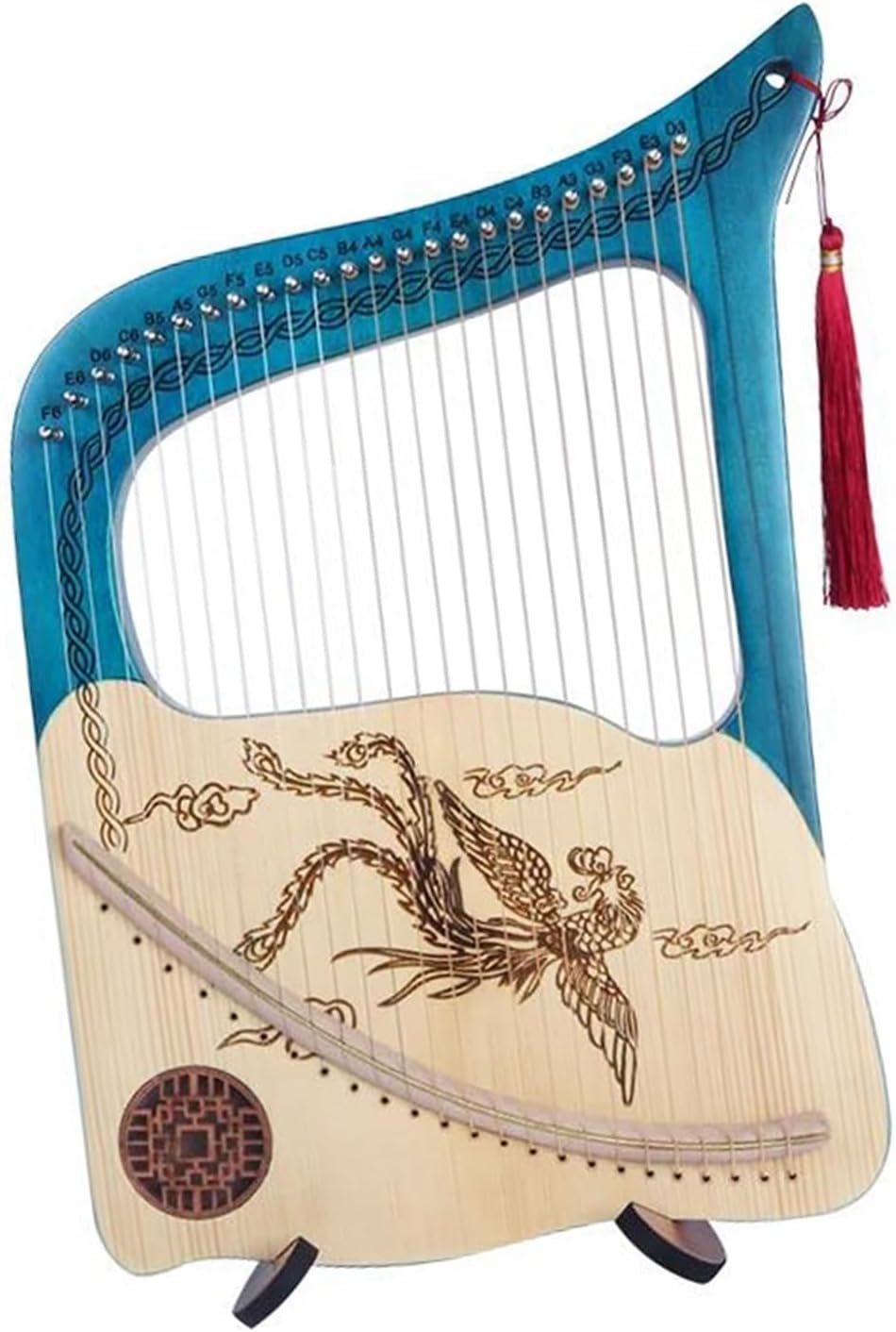 Lyre Harp Set 24 Strings Easy To Learn Small Harp Instrument Mini Lyre Music Professional Niche Musical Instrument Accessories(Blue)