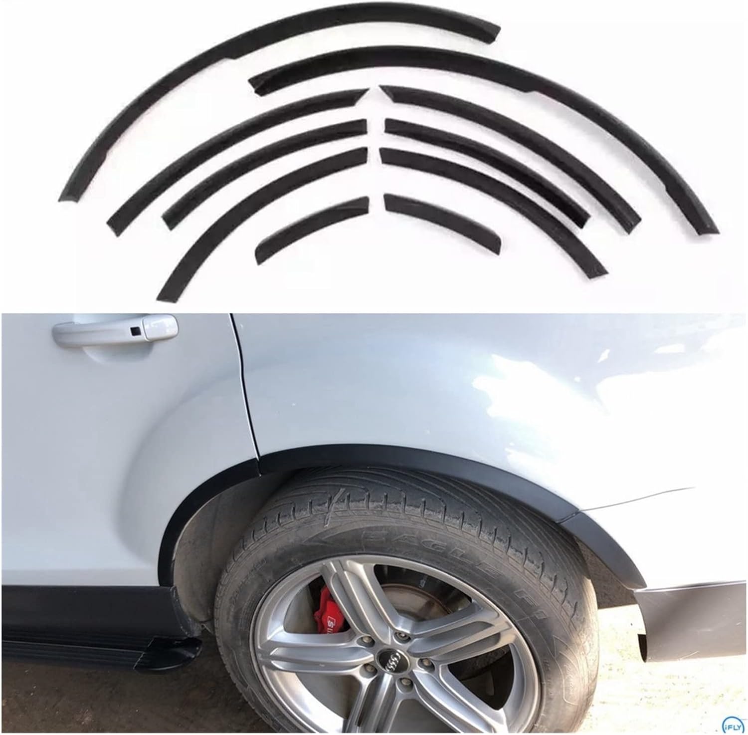 Compatible with Q7 Wheel Arch Car Side Fender Flares Covers Mudguards Trims Compatible with Q7 RSQ7 Sline 2006-2015 Matt Bright Black PU(Matt Black)