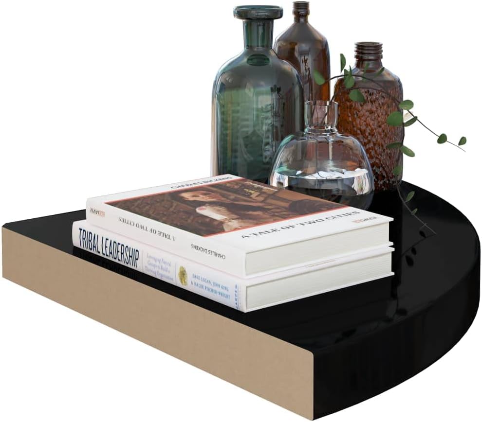 Corner Shelf,Floating Shelves for Wall,Easy-to-Assemble Wall Mount Corner Shelves for Bedrooms and Living Rooms Floating Corner Shelves 4 pcs High Gloss Black 13.8