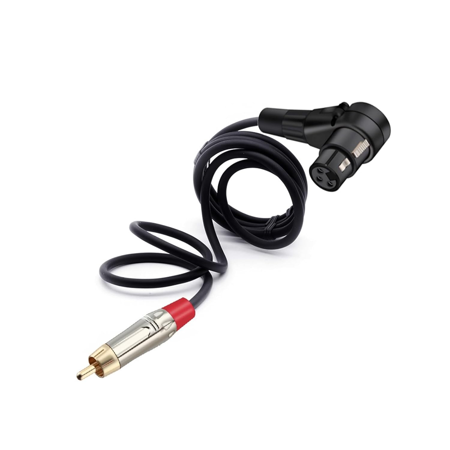 Male Jack to 3Pin XLR Connector Head 90 Degree Right Angle Female M/F Microphone Plug Audio Cable Curved Multi-Directional(Black Red,15M)